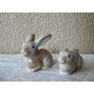 Otagiri Rabbit Set Bunny by Mann Set 2 Bunnies Easter Ceramic Japan